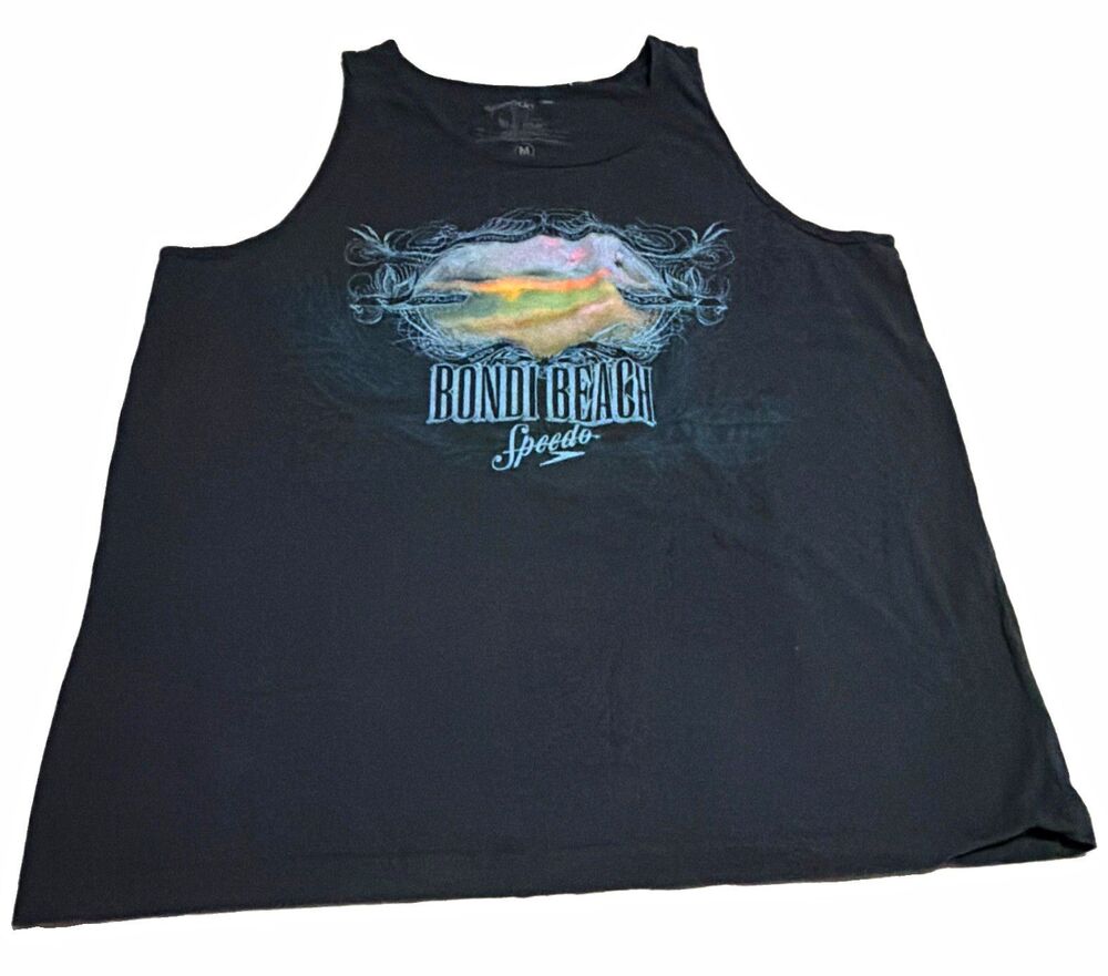 Speedo Bondi Beach Graphic Tank Top Men's Crewneck Sleeveless Cotton Tee M